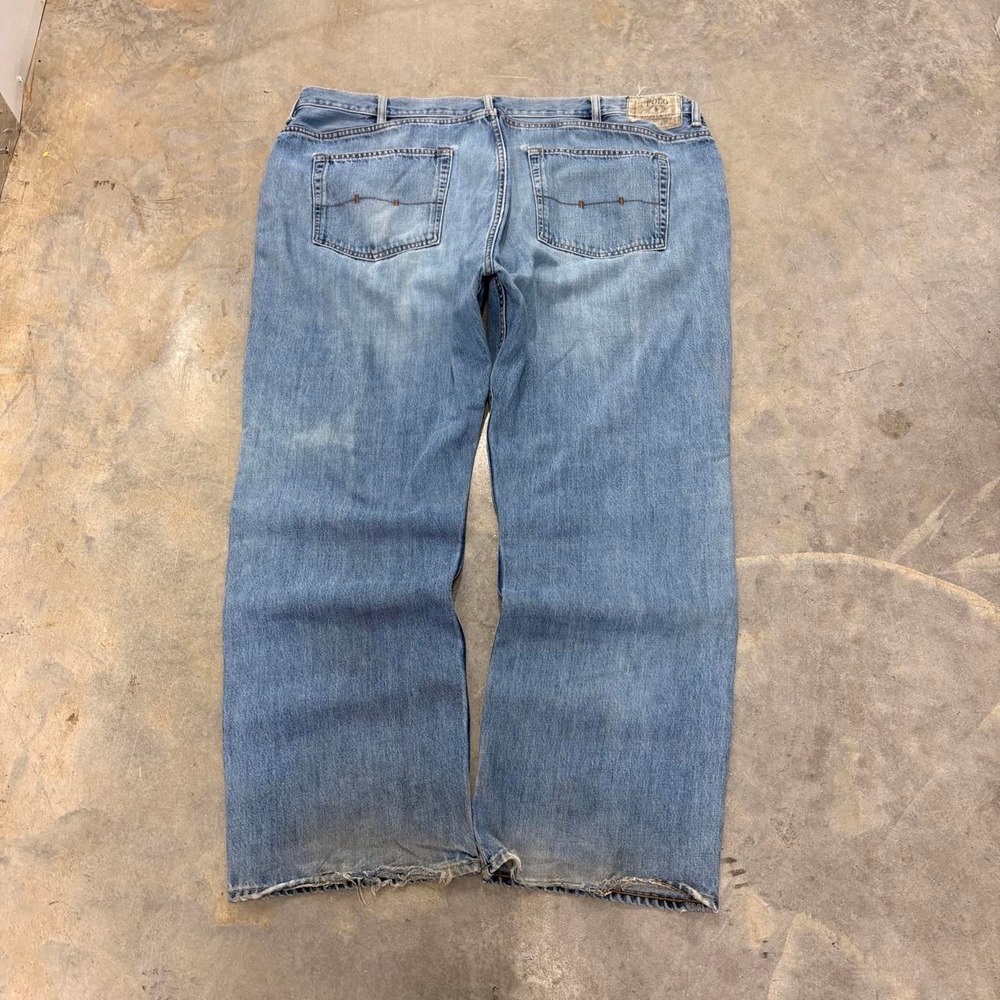 Vintage Polo Ralph Lauren Light Wash Distressed Baggy Jeans 48x32 Blue Y2K 2000s
